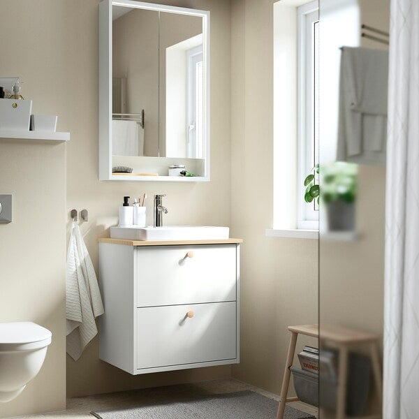 Ikea HAVBÄCK / ORRSJÖN - Washbasin/drawer/misc cabinet, white/light bamboo,62x49x71 cm