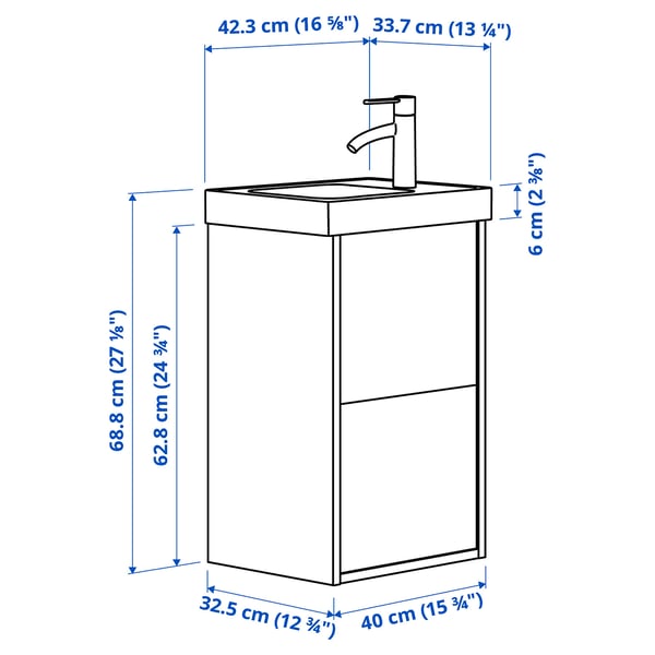 HAVBÄCK / ORRSJÖN wash-stnd w drawers/wash-basin/tap, white, 42x34x69 cm