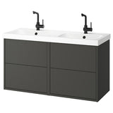 HAVBÄCK / ORRSJÖN wash-stand/wash-basin/taps, dark grey, 122x49x69 cm