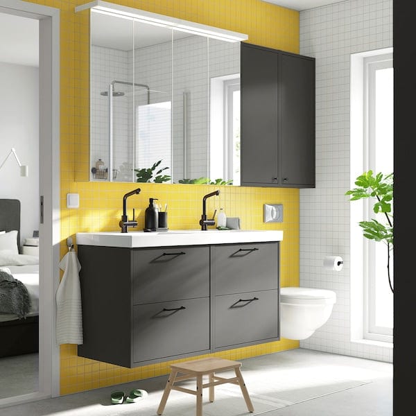 Ikea HAVBÄCK / ORRSJÖN - Washbasin/blender cabinet, dark grey,122x49x69 cm