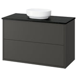 HAVBÄCK / VINDELÄLVEN wash-stnd w drawers/wash-basin, dark grey/black marble effect, 102x49x77 cm