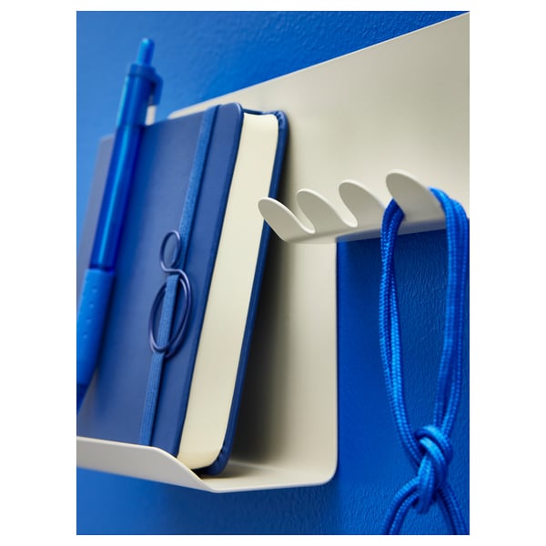 HAVREKROSS wall organiser w hooks, light grey-beige, 23x13 cm