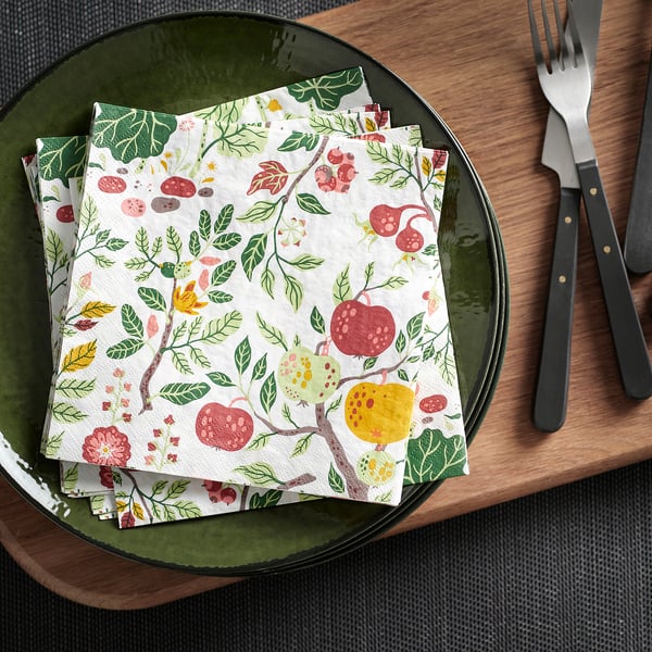 HAVSBRAXEN paper napkin, patterned multicolour, 33x33 cm, 30 pack