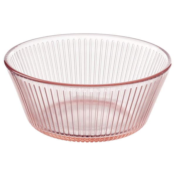 HAVSGÄDDA bowl, stripe pattern/pink, 12 cm