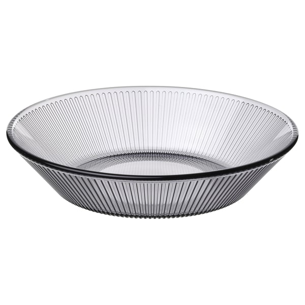 HAVSGÄDDA deep plate, stripe pattern/grey, 19 cm