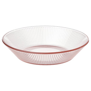 HAVSGÄDDA deep plate, stripe pattern/pink, 19 cm