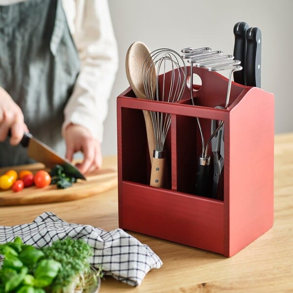 Ikea HAVSMAL - Knife block, brown-red