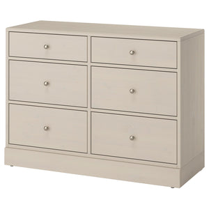 HAVSTA chest of 6 drawers, grey-beige, 121x47x89 cm