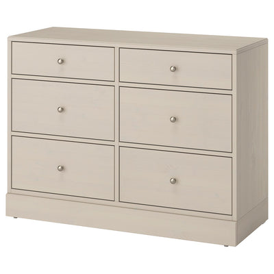 HAVSTA chest of 6 drawers, grey-beige, 121x47x89 cm