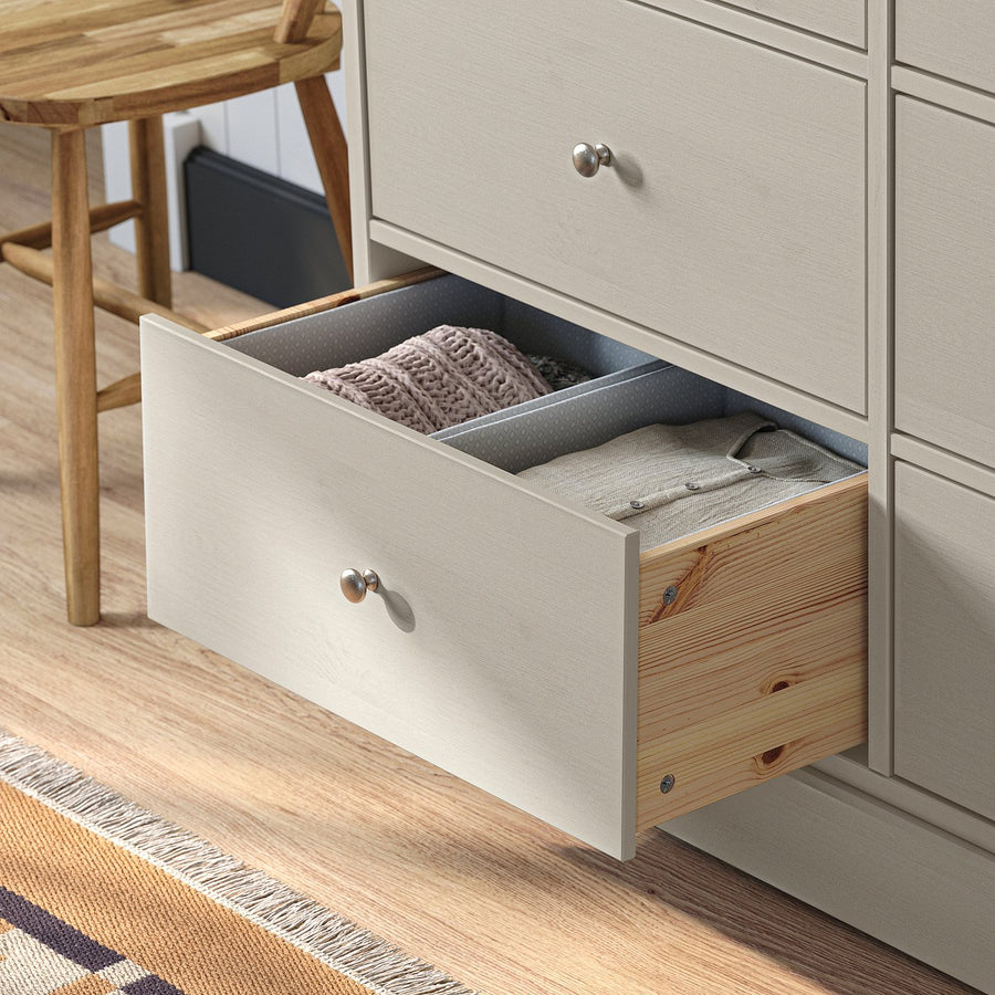 HAVSTA chest of 6 drawers, grey-beige, 121x47x89 cm