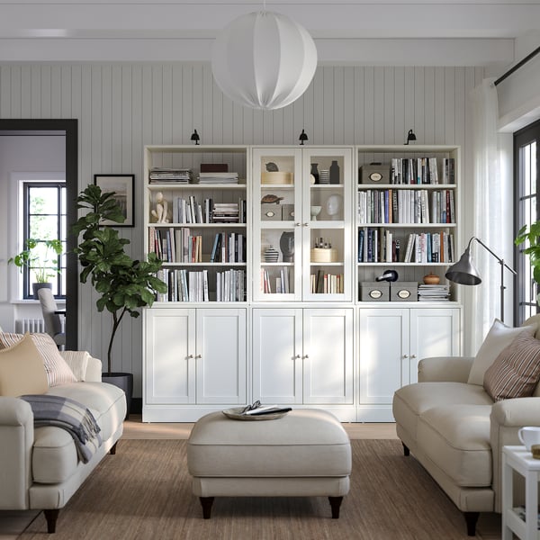 HAVSTA storage combination w glass doors, white, 243x47x212 cm