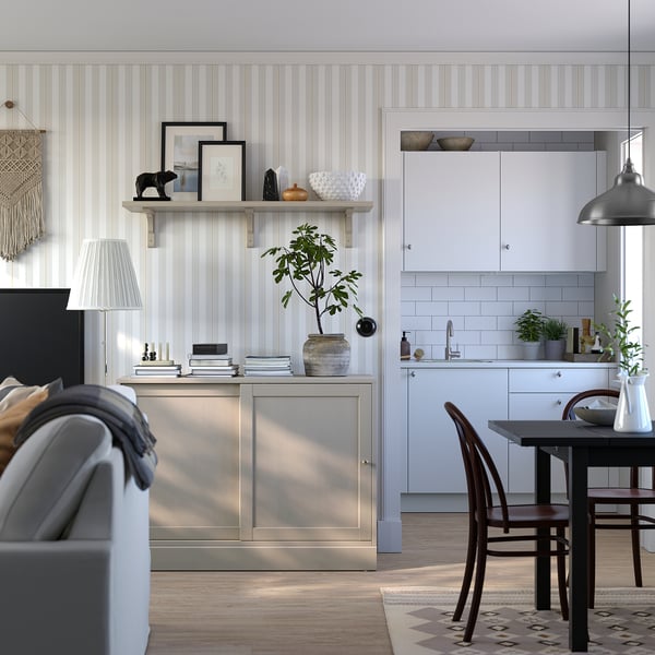 HAVSTA sideboard basic unit, grey-beige, 121x47x89 cm