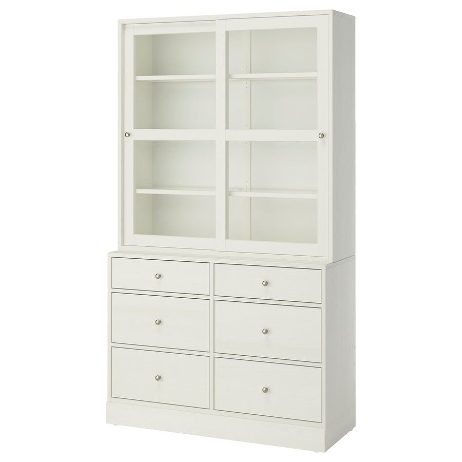 HAVSTA storage combination w glass-doors, white, 121x47x212 cm
