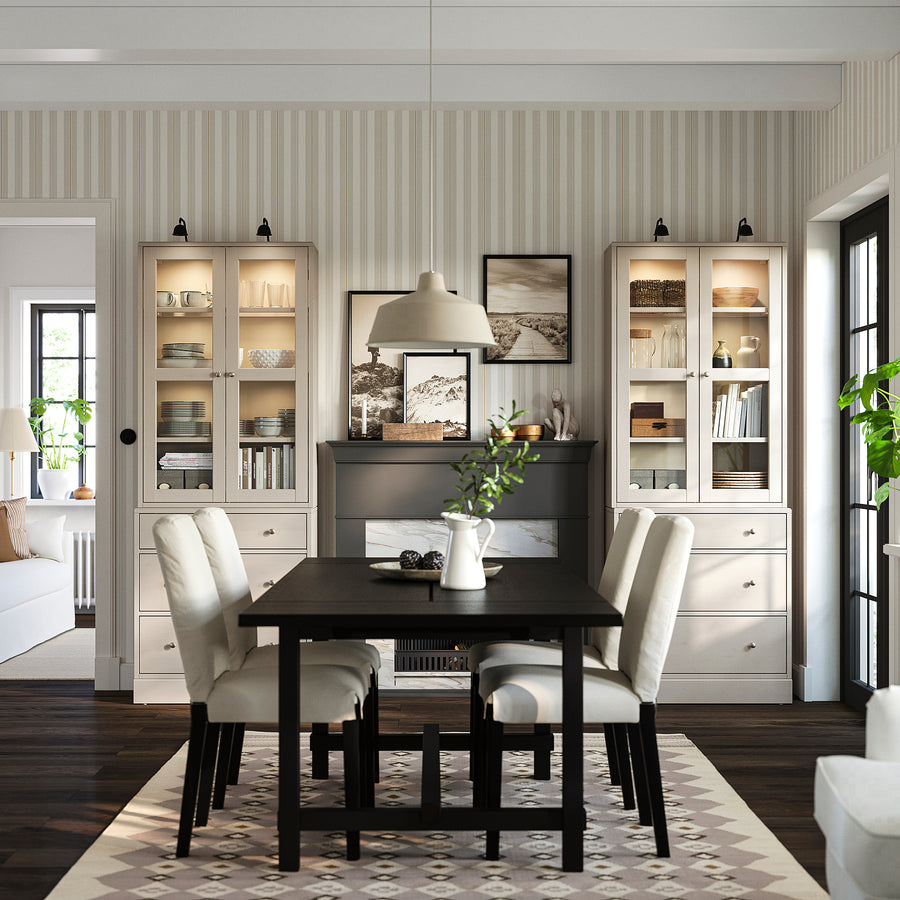HAVSTA storage combination w glass-doors, grey-beige, 81x47x212 cm