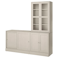 HAVSTA storage combination w sliding doors, grey-beige, 202x47x212 cm