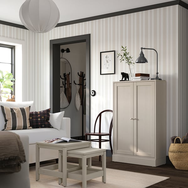 HAVSTA cabinet with plinth, grey-beige, 81x37x134 cm
