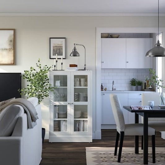 Ikea HAVSTA - Glass-door cabinet with plinth, white/clear glass, 81x37x134 cm