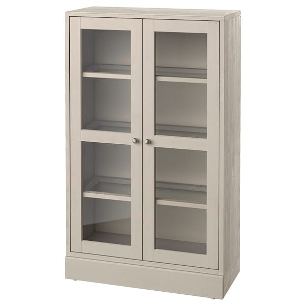 Ikea HAVSTA - Glass-door cabinet with plinth, grey-beige/clear glass, 81x37x134 cm