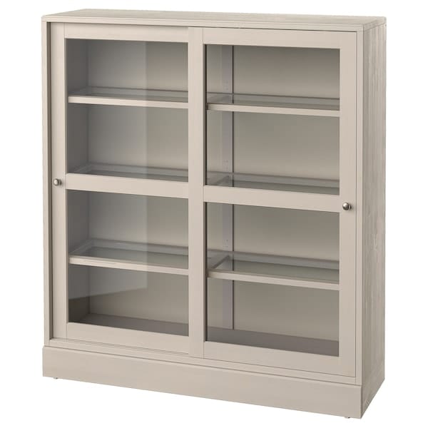 Ikea HAVSTA - Glass-door cabinet with plinth, grey-beige/clear glass, 121x37x134 cm