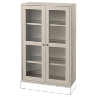 HAVSTA glass-door cabinet, grey-beige, 81x35x123 cm