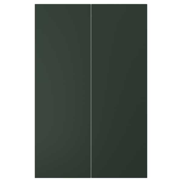 HAVSTORP 2-p door f corner base cabinet set, deep green, 25x80 cm