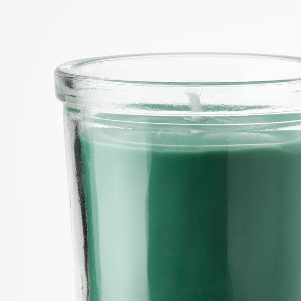 Ikea HEDERSAM - Scented candle in glass, Fresh grass/light green, 20 hr