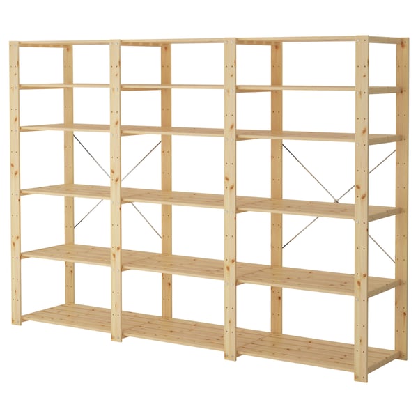 HEJNE 3 sections/shelves, pine, 230x50x171 cm