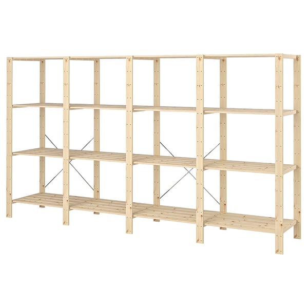 HEJNE 4 sections/shelves, pine, 307x50x171 cm
