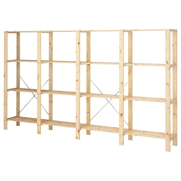 HEJNE 4 sections/shelves, pine, 307x31x171 cm
