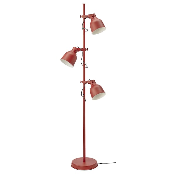 Ikea HEKTAR - Floor lamp with 3 spotlights, brown-red