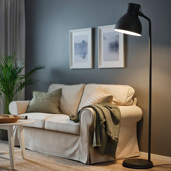 HEKTAR floor lamp, dark grey, 34 cm