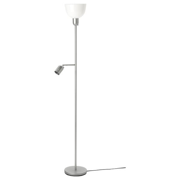 HEKTOGRAM floor uplighter/reading lamp, silver-colour/white, 22 cm