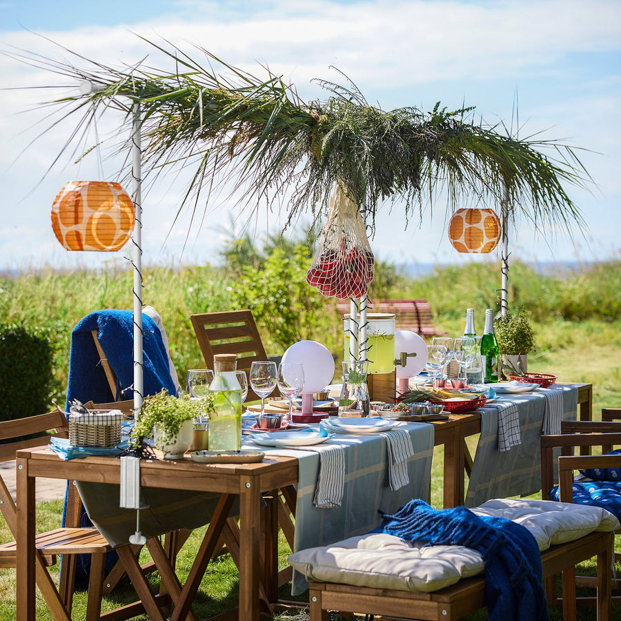 HELGEÖ decorating rod for table, white adjustable/outdoor indoor, 235x6 cm