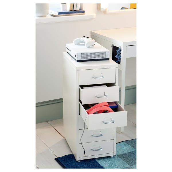 HELMER drawer unit on castors, white, 28x69 cm