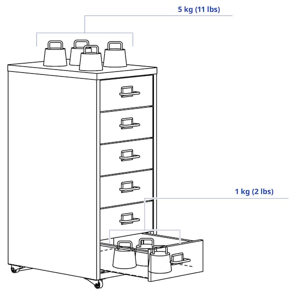 HELMER drawer unit on castors, white, 28x69 cm