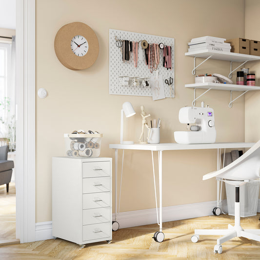HELMER drawer unit on castors, white, 28x65 cm