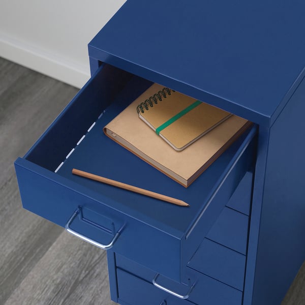 HELMER drawer unit on castors, blue, 28x69 cm