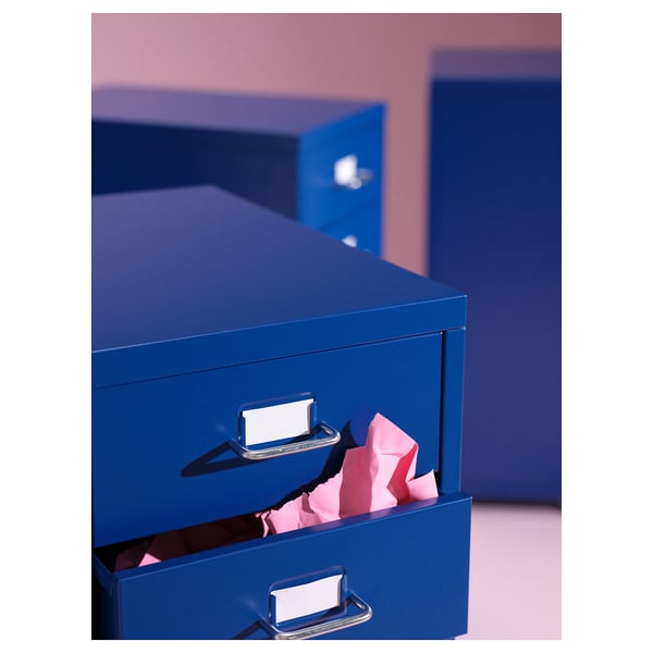 HELMER drawer unit on castors, blue, 28x69 cm