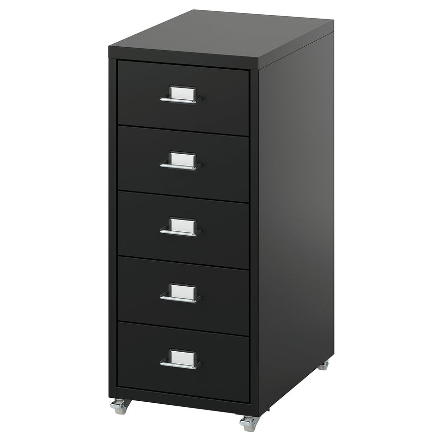 HELMER drawer unit on castors, black, 22x65x37 cm