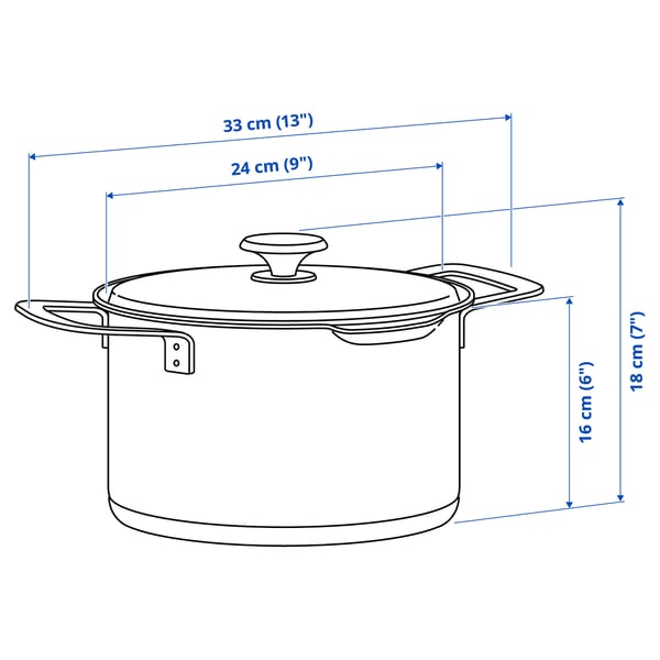 HEMKOMST pot with lid, stainless steel/glass, 5 l