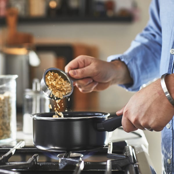 HEMLAGAD saucepan, non-stick coating black, 1 l