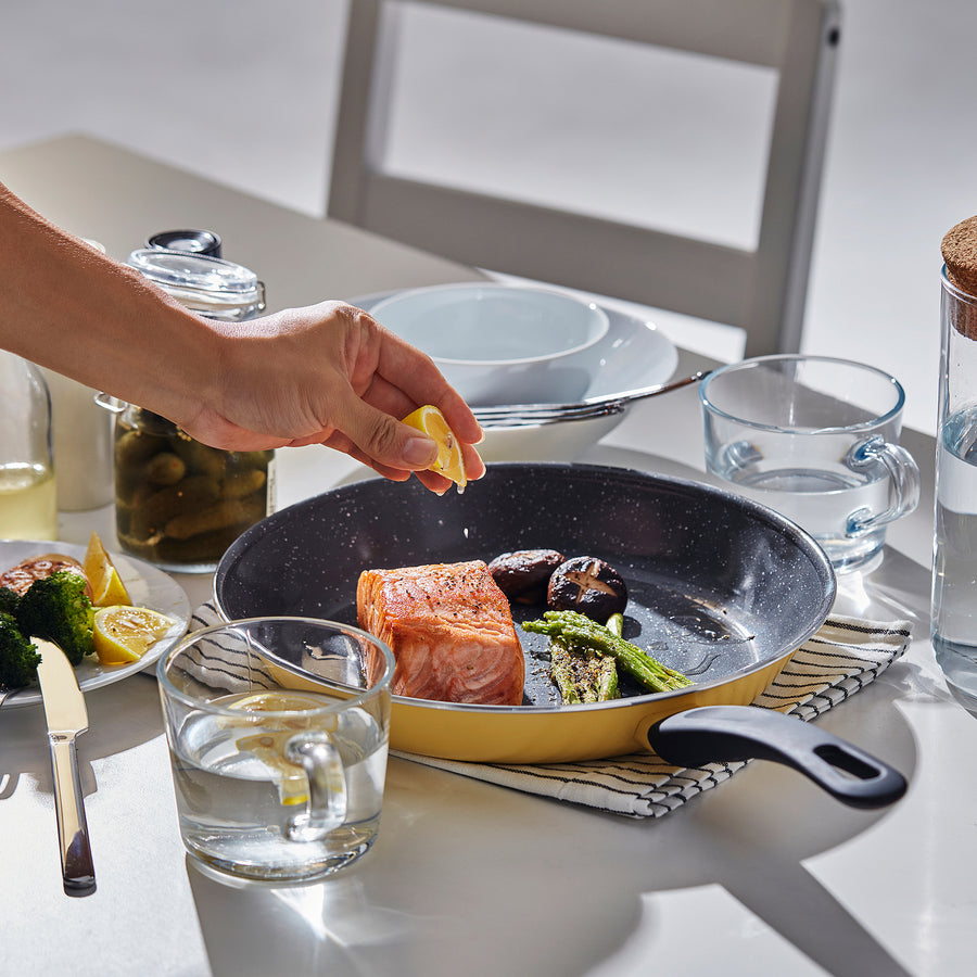 HEMLAGAD frying pan, non-stick coating yellow, 28 cm