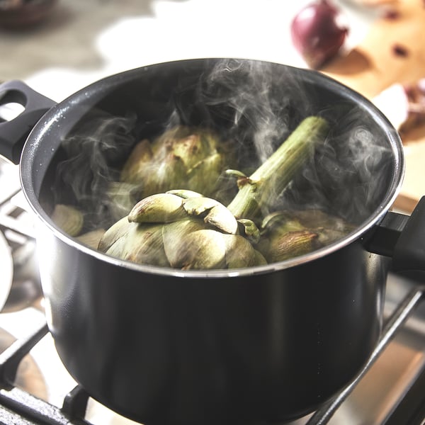 HEMLAGAD pot with lid, non-stick coating black, 5 l