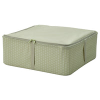HEMMAFIXARE storage case, flower/pale grey-green, 44x51x19 cm