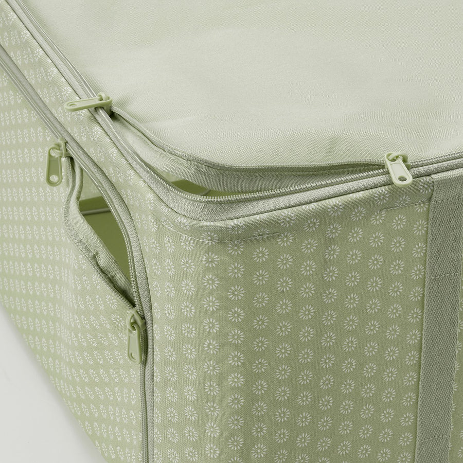 HEMMAFIXARE storage case, flower/pale grey-green, 34x51x28 cm