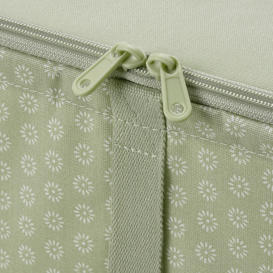 HEMMAFIXARE storage case, flower/pale grey-green, 44x51x19 cm
