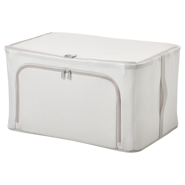 HEMMAFIXARE storage case, fabric striped/white/grey, 34x51x28 cm