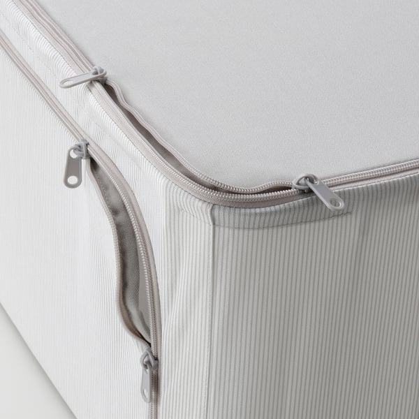 HEMMAFIXARE storage case, fabric striped/white/grey, 34x51x28 cm
