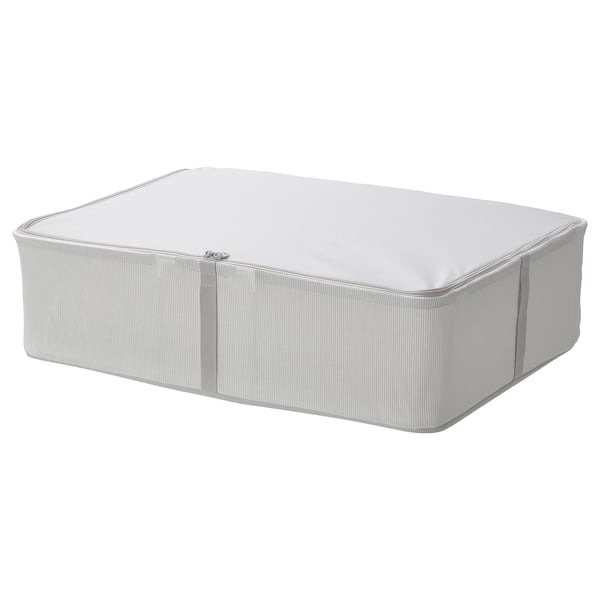 HEMMAFIXARE storage case, fabric striped/white/grey, 69x51x19 cm