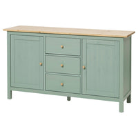 HEMNES sideboard, grey-green/light brown stained, 157x88 cm